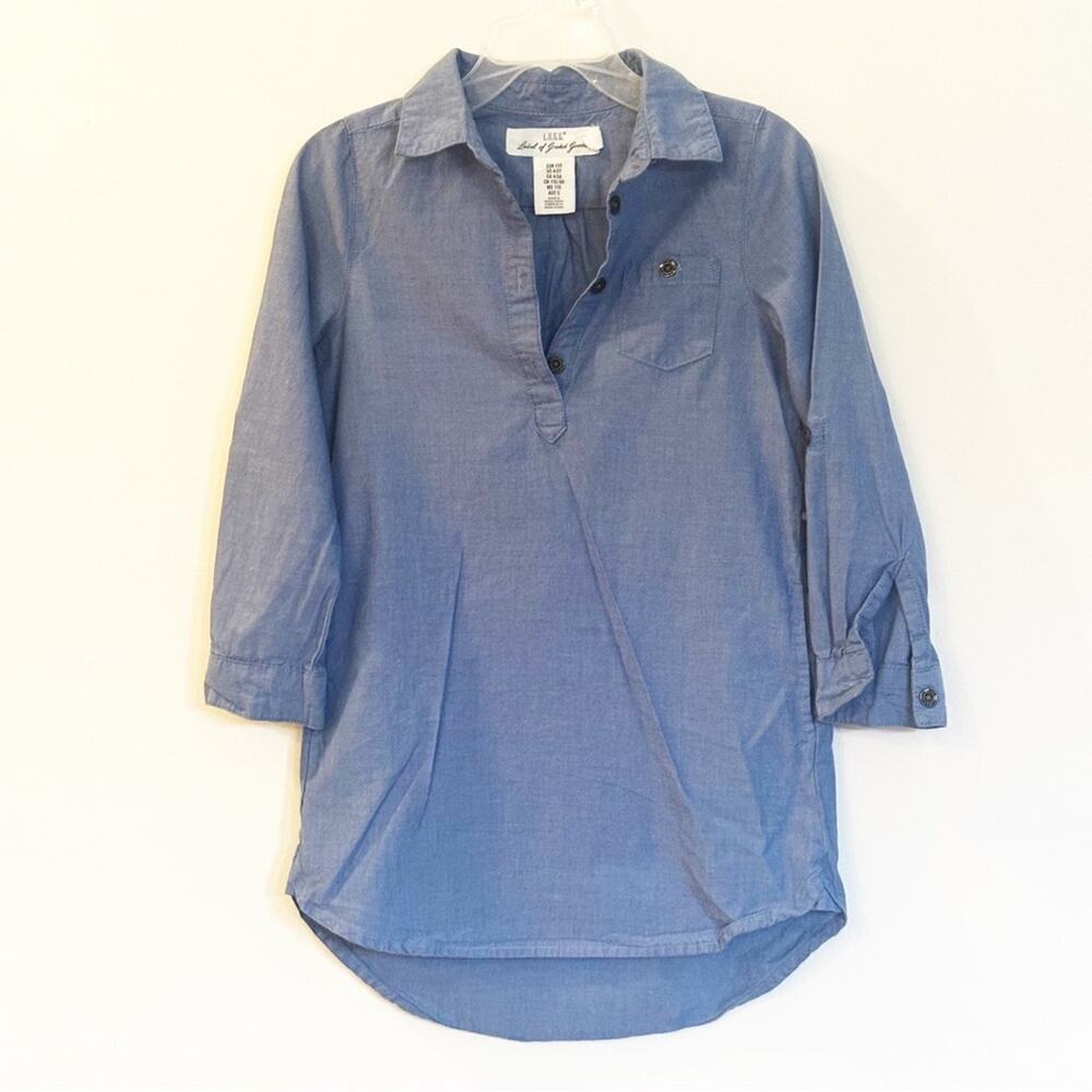 Girls Denim Tunic Sz 4-5T Jean Top Chambray Pullover Top